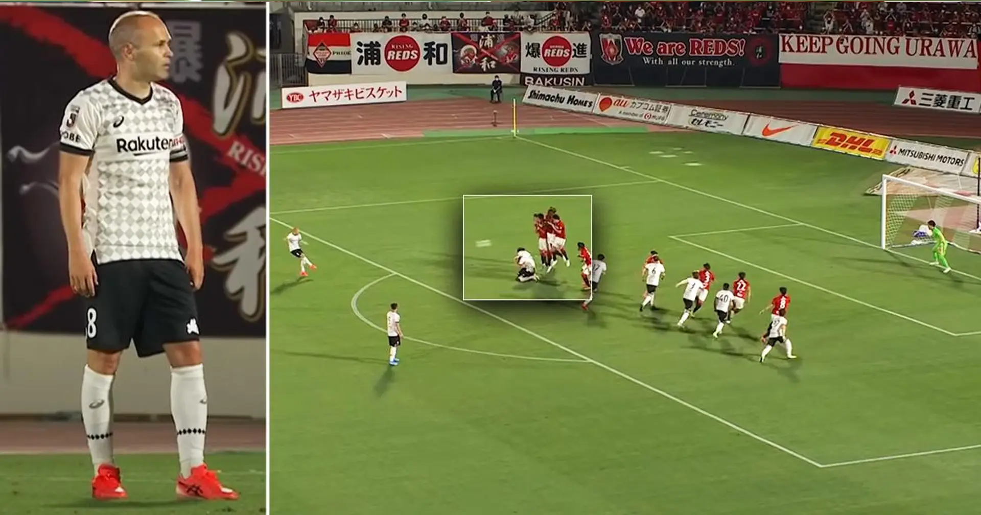 Andrés Iniesta engaña al portero japonés y anota un increíble tiro libre