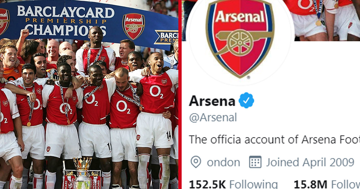 Arsenal Twitter removes all L's to celebrate Invincible season anniversary