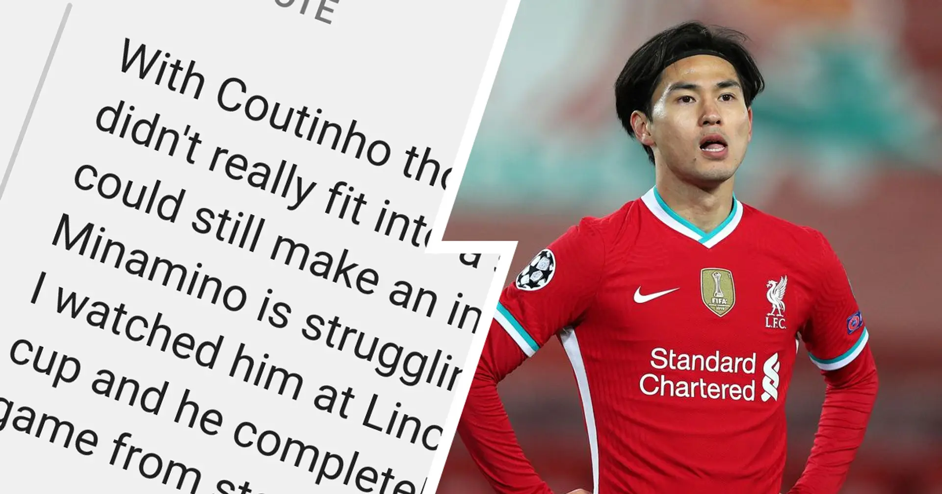 Liverpool fan makes Coutinho comparison elaborating on Minamino's struggles