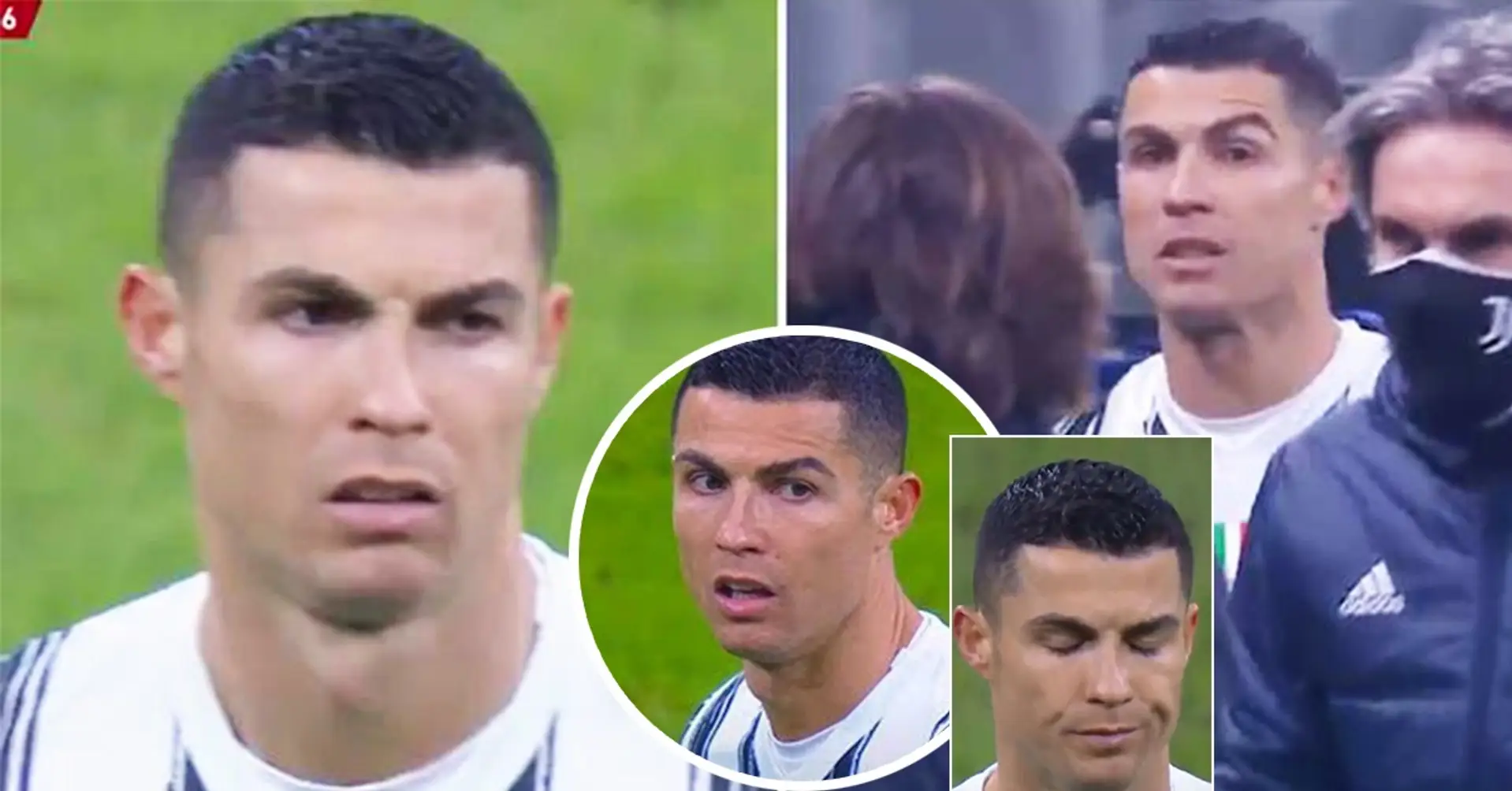 Cristiano niega con la cabeza, y se ve visiblemente molesto cuando es sustituido por Pirlo ante el Inter