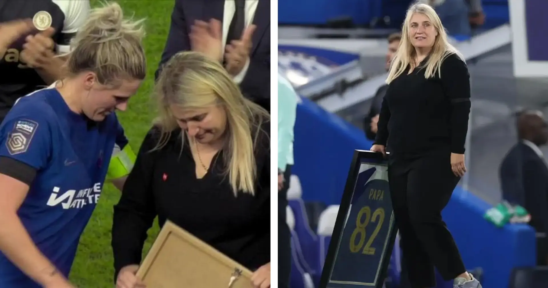 Spotted: Chelsea Women boss break down in tears after players pay tribute to her late father