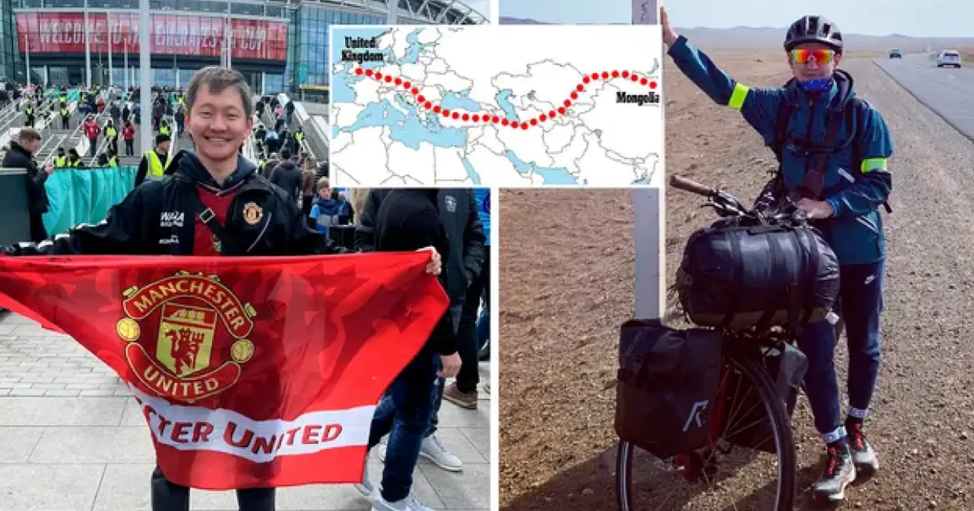 Ein Fan von Manchester United radelte von der Mongolei nach England, um ein Spiel von United live zu sehen - er brauchte 11 Monate 