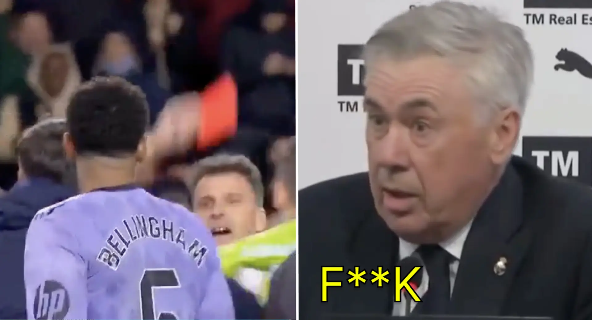 Gentleman Carlo Ancelotti drops f-bomb to journalists over Jude Bellingham's red card