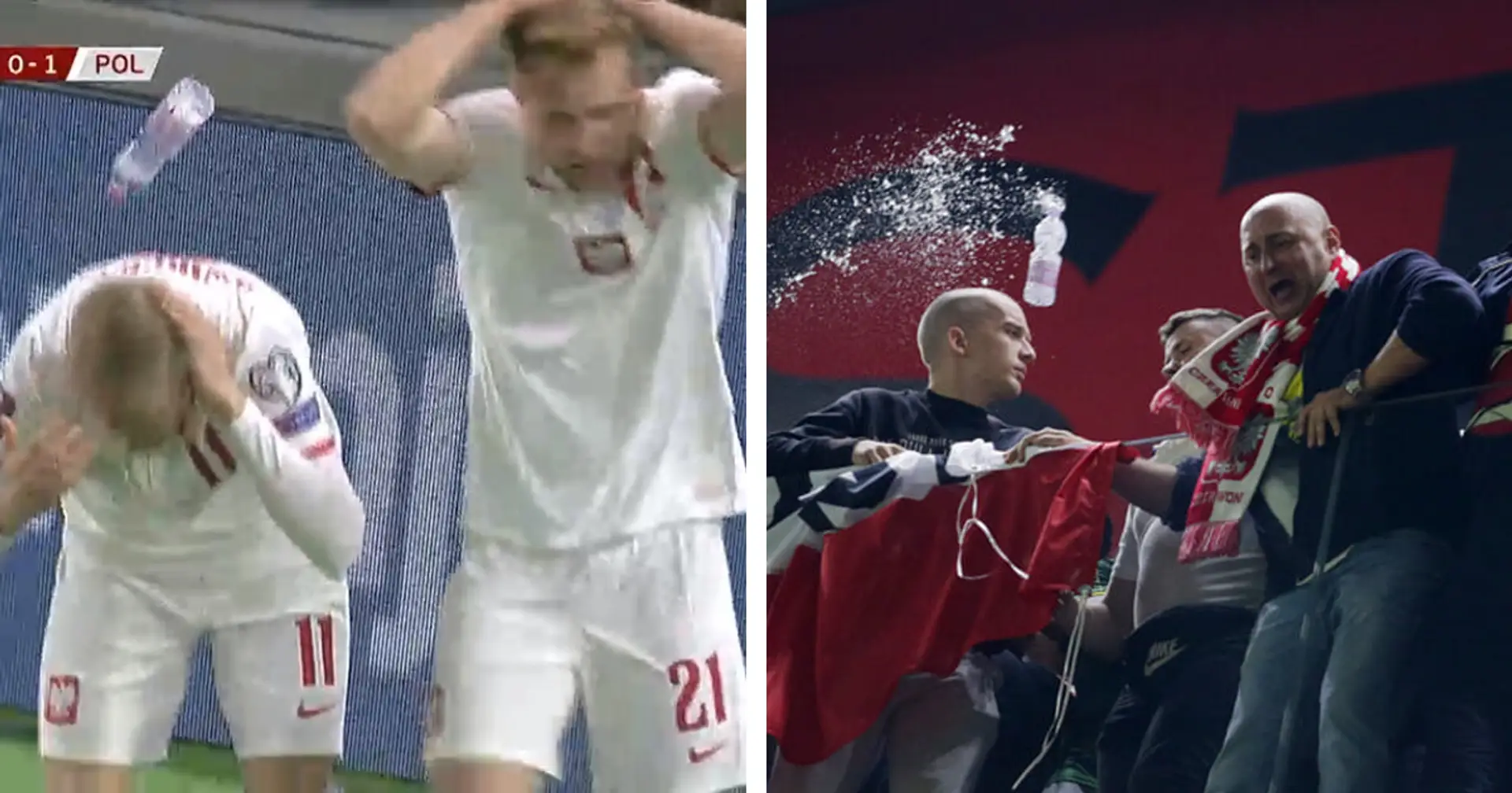 Spiel von Albanien vs. Polen wurde unterbrochen: Fans haben 20 Minuten lang die Flaschen auf den Platz geworfen