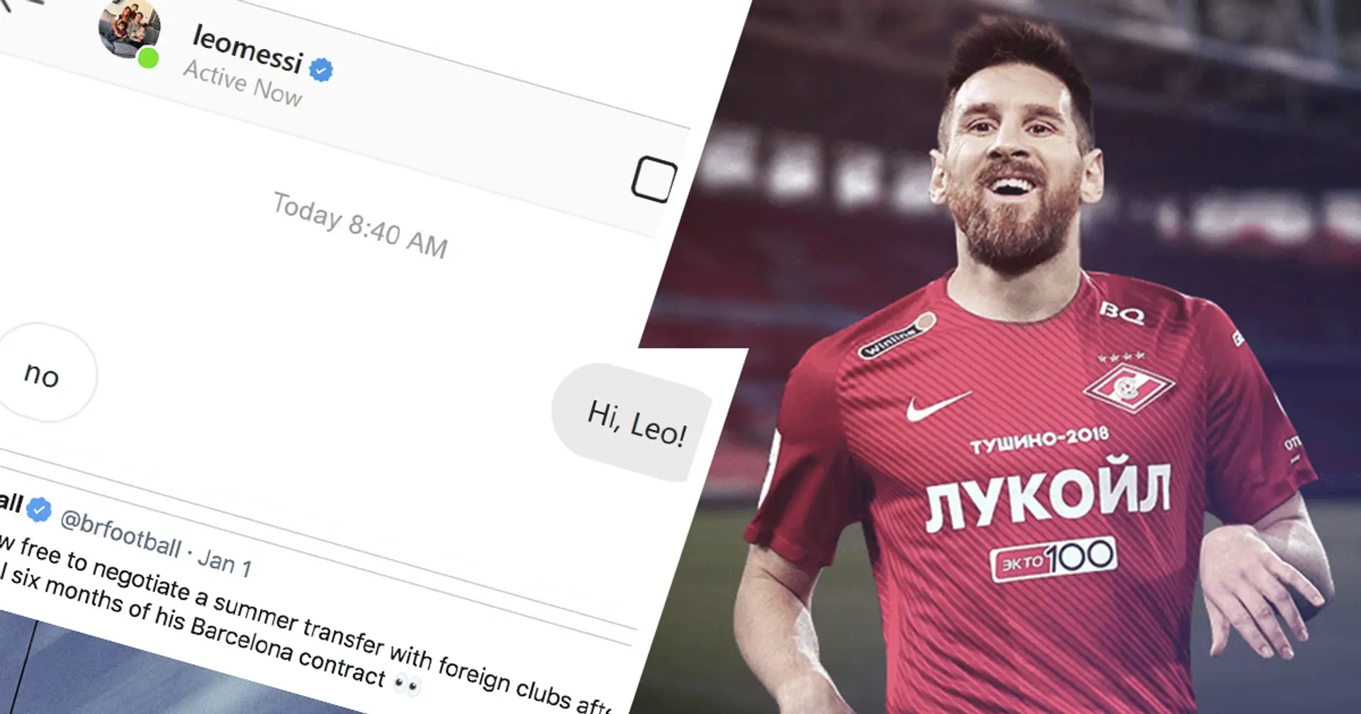 Russian side Spartak Moscow 'leak' Instagram chat with Messi as Argentine free to discuss future with other clubs