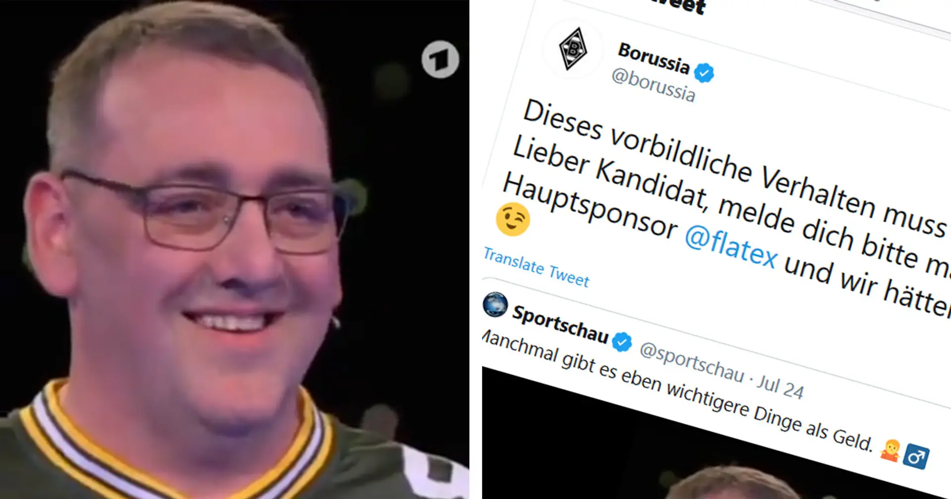 Borussia M'gladbach decide to reward fan who didn't want to mention rival's on TV for his 'exemplary behaviour'