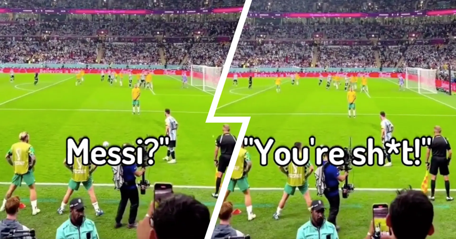Australia fans chant 'where is Messi?' – how Leo responds 12 seconds later