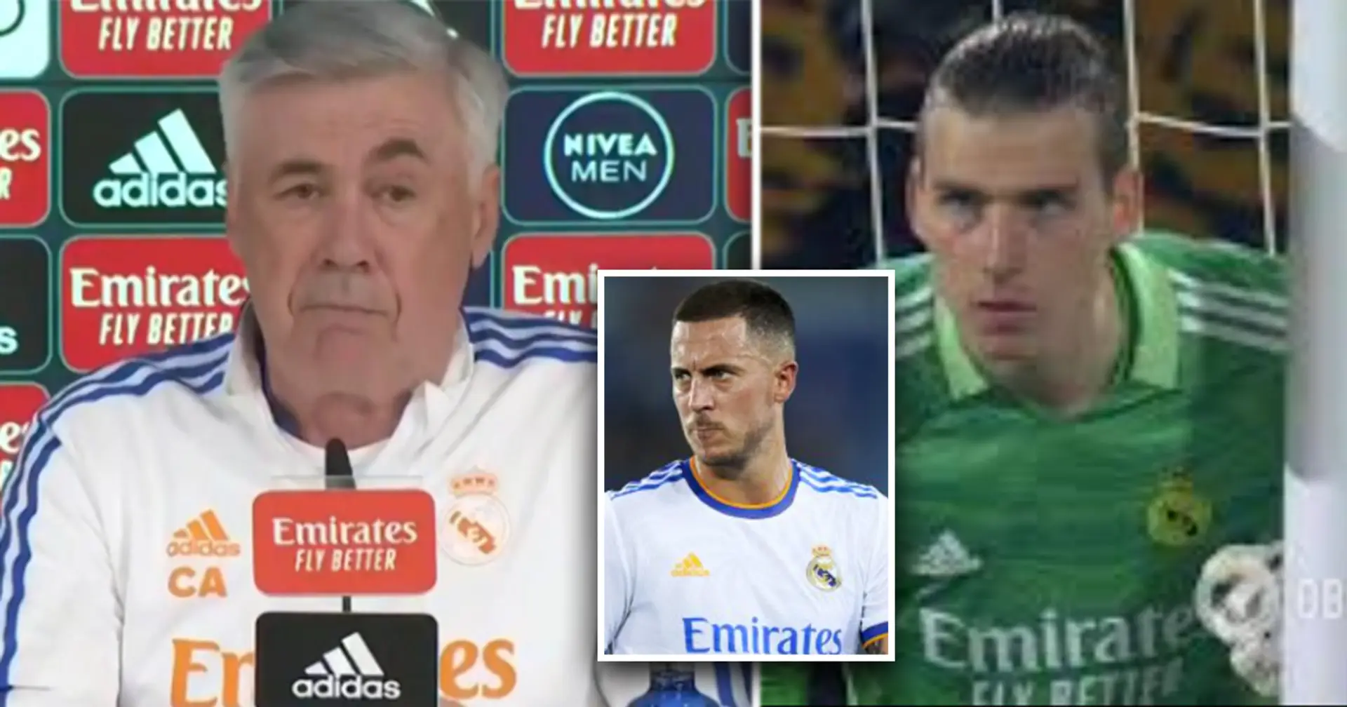 Ancelotti confirms Lunin will start v Atletico Madrid, provides update on Hazard and Bale