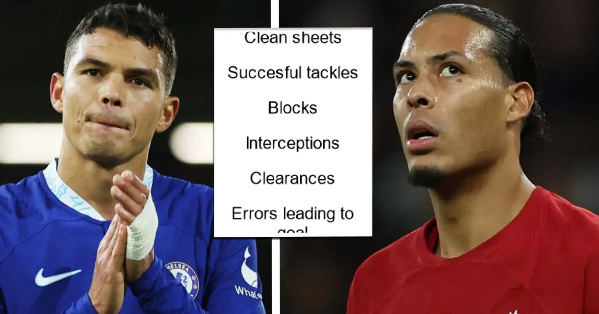 Thiago Silva vs Virgil Van Dijk Premier League stats compared -- clear difference