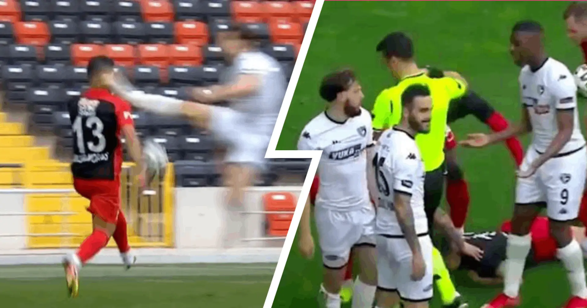 Turkish star attacks opponent with a horror kung-fu kick in the face, leaves him needing seven stitches