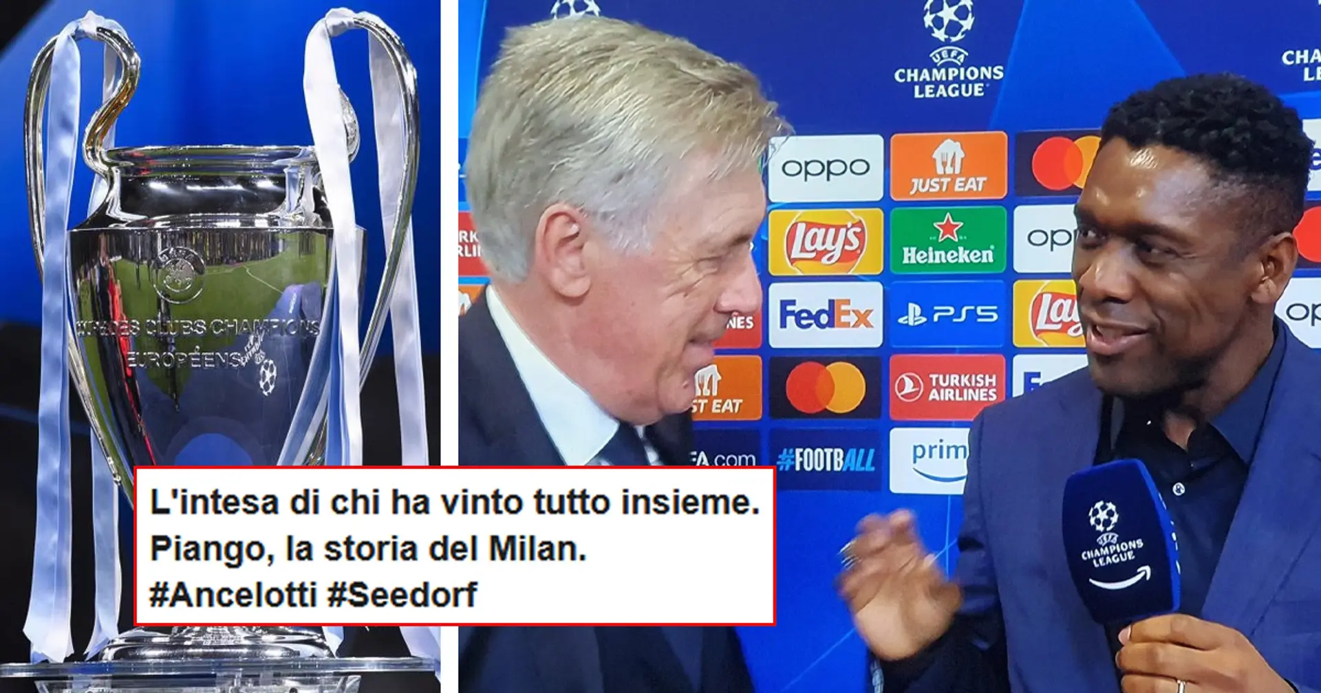 "Ho goduto": Seedorf si congratula con Ancelotti post Champions, tifosi del Milan nostalgici sui social