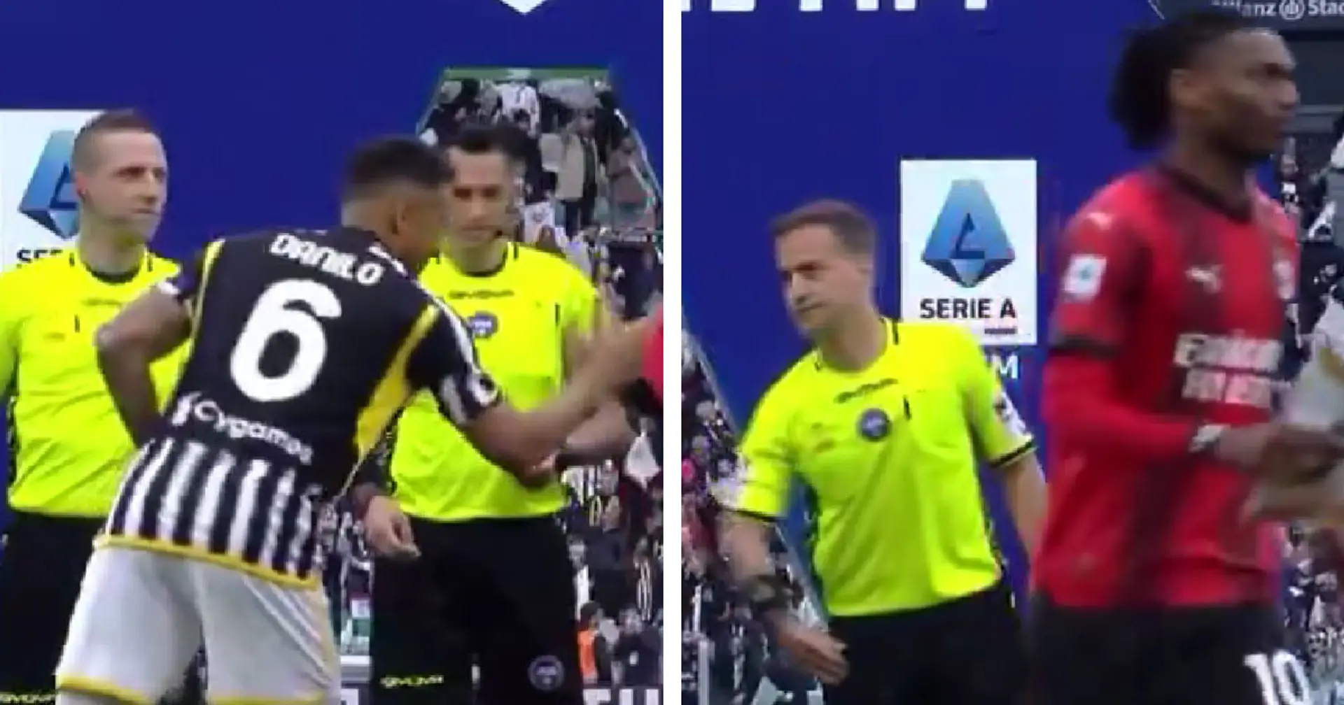 Danilo e la mancata stretta di mano con Leao: la reazione del capitano della Juventus è esilarante