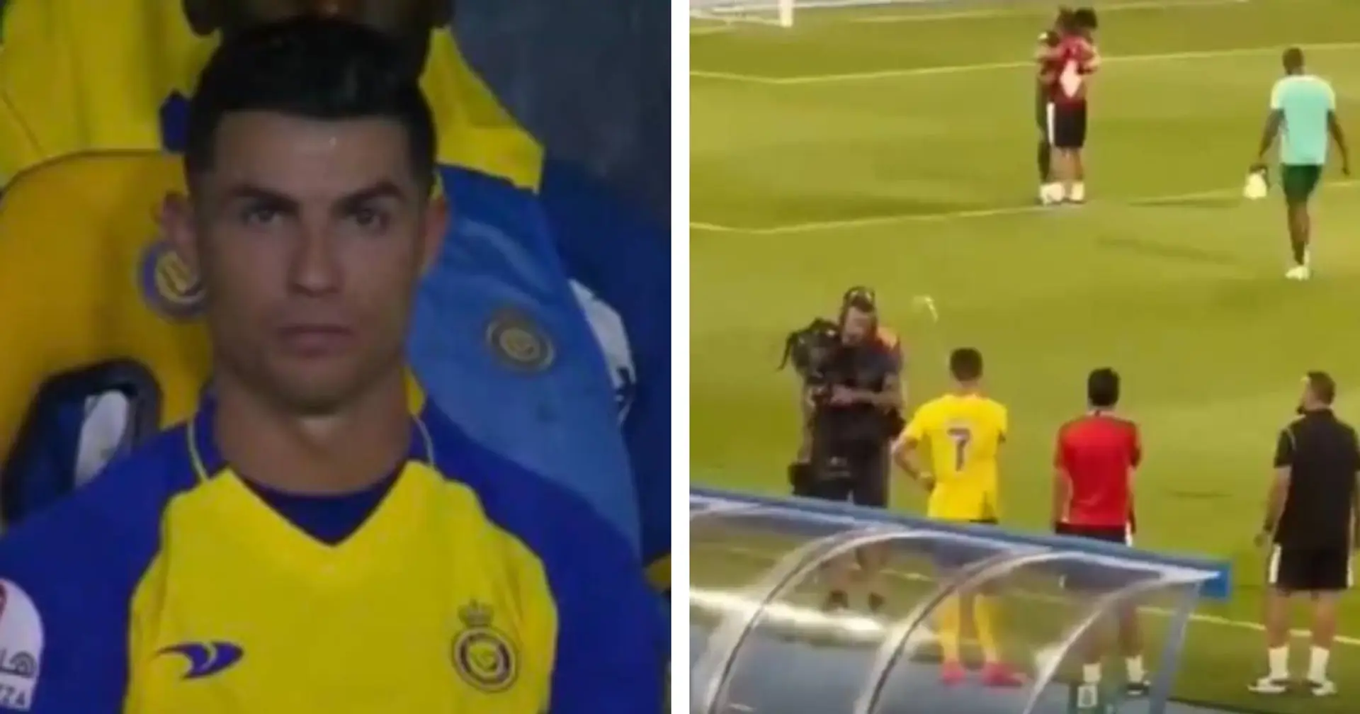 GESICHTET: Ronaldo wirft eine Flasche in Richtung Kameramann während des Spiels zwischen Al-Nassr und Al-Shabab