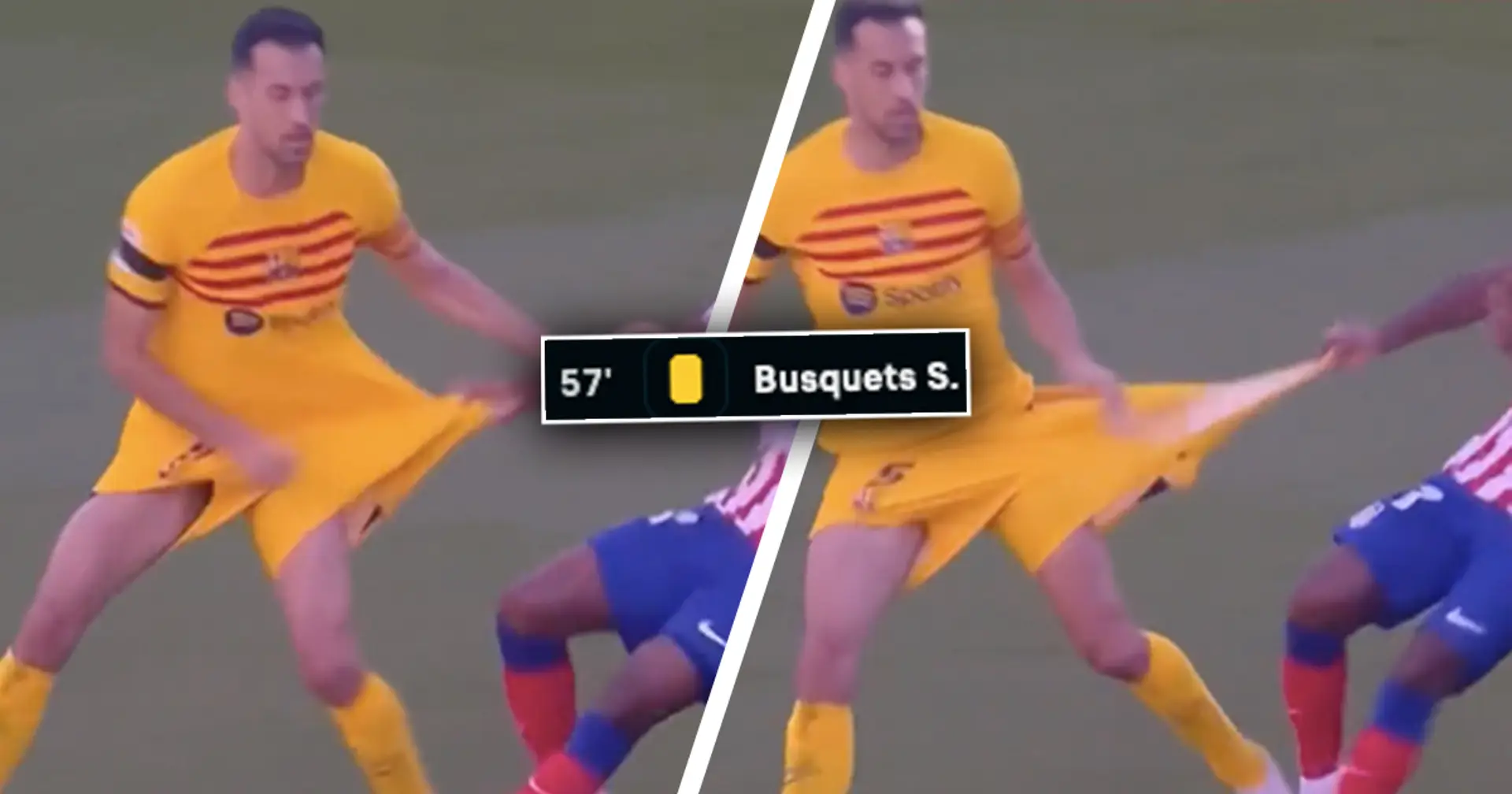 Captado en cámara: Lemar le arranca los pantalones a Busquets, el veterano del Barça recibe una amarilla