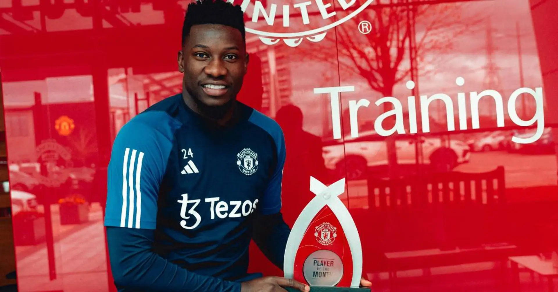 Andre Onana all smiles as he lifts first Player of the Month award