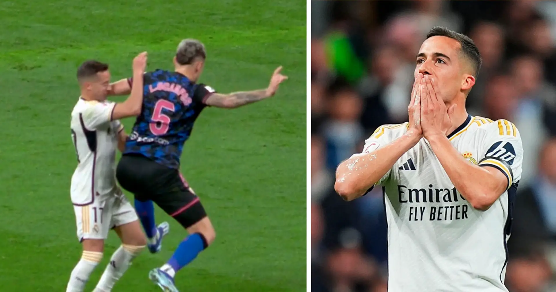 Caught on camera: How Lucas Vázquez face looks after the elbow by Lucas Ocampos that he wasn't even booked for
