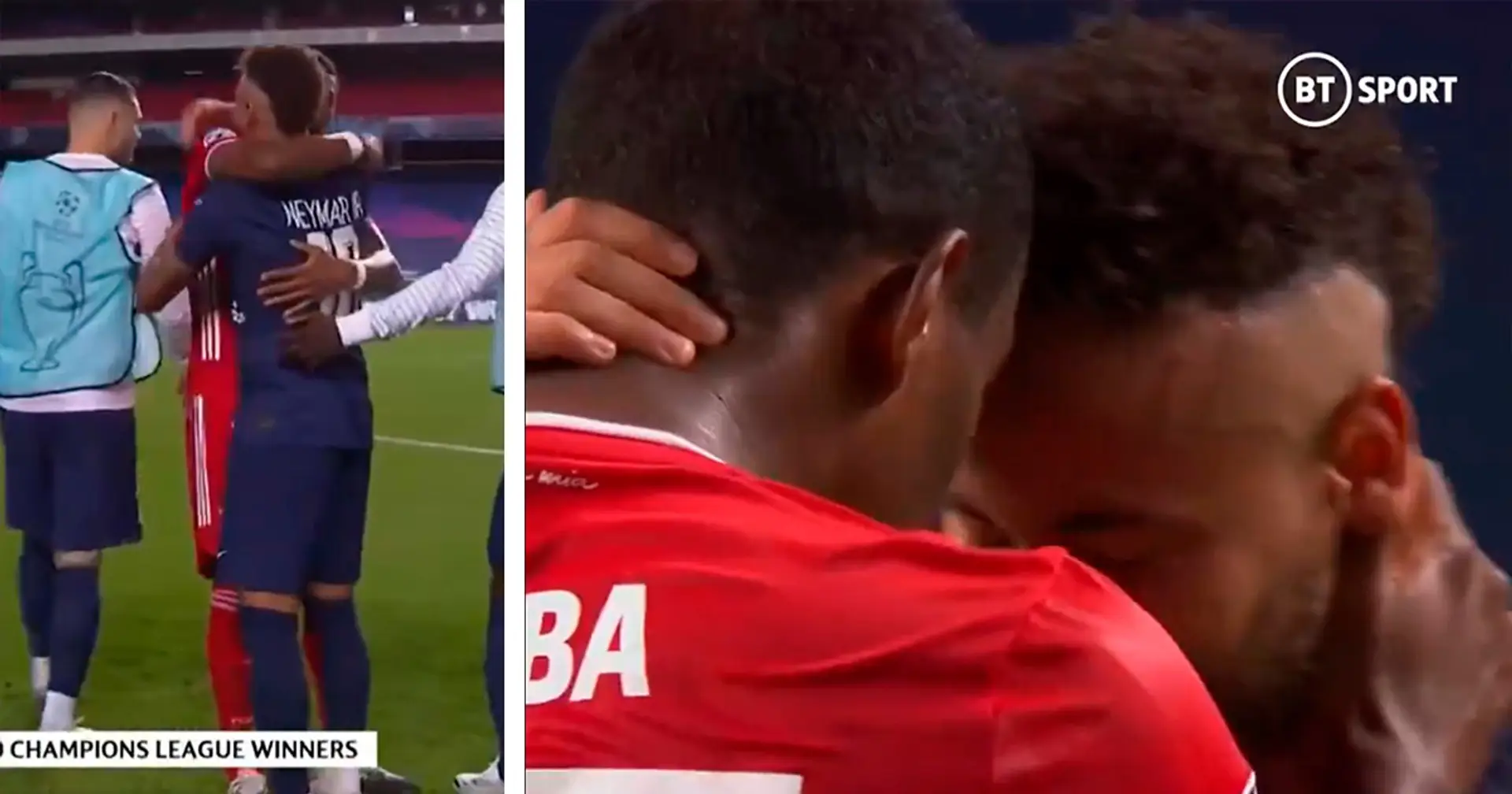 🤗 Tolle Geste von Alaba, der im Moment des großen Triumphes an den trauernden Gegner Neymar denkt