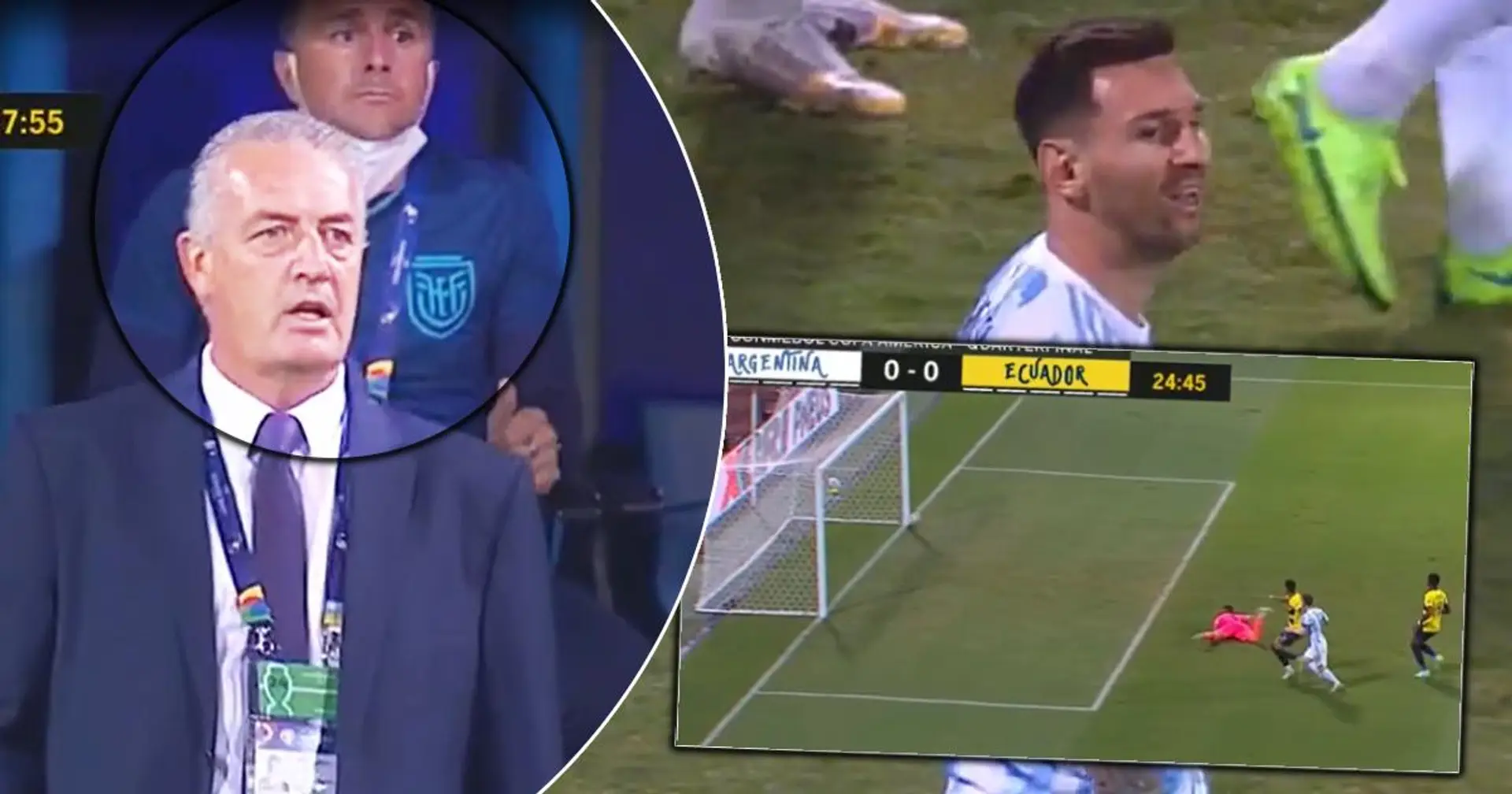 Les entraîneurs équatoriens sont partis dans l'incrédulité totale alors que Leo Messi frappe le poteau où il marque normalement