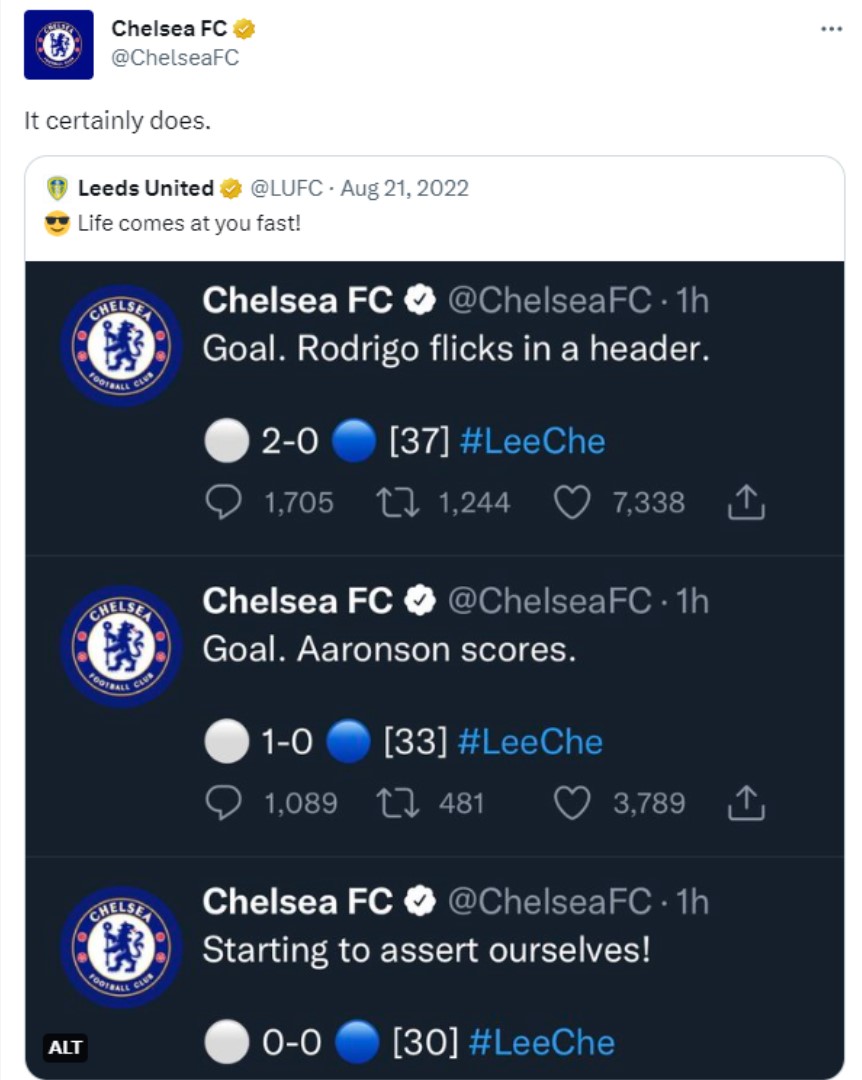 It certainly does Chelseas official Twitter account takes savage dig at Leeds after relegation