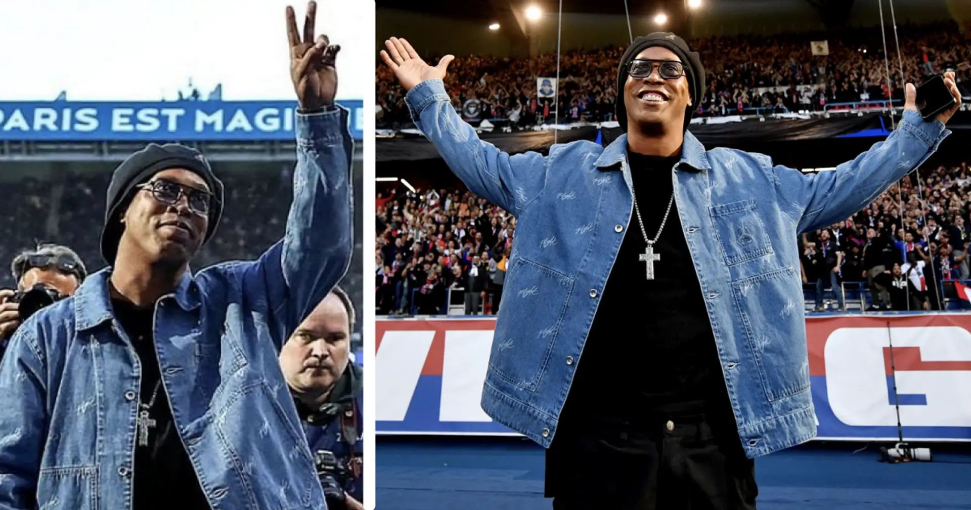 Ronaldinho llega para ver en directo el PSG-Barça: 5 fotos