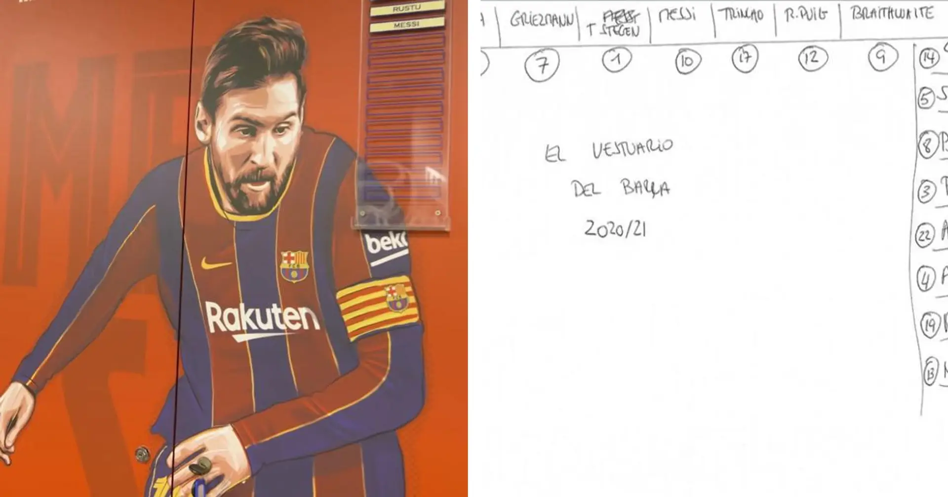 Messi en el centro, Fati en el lugar de Xavi y más: revelada la posición de los jugadores en el vestuario
