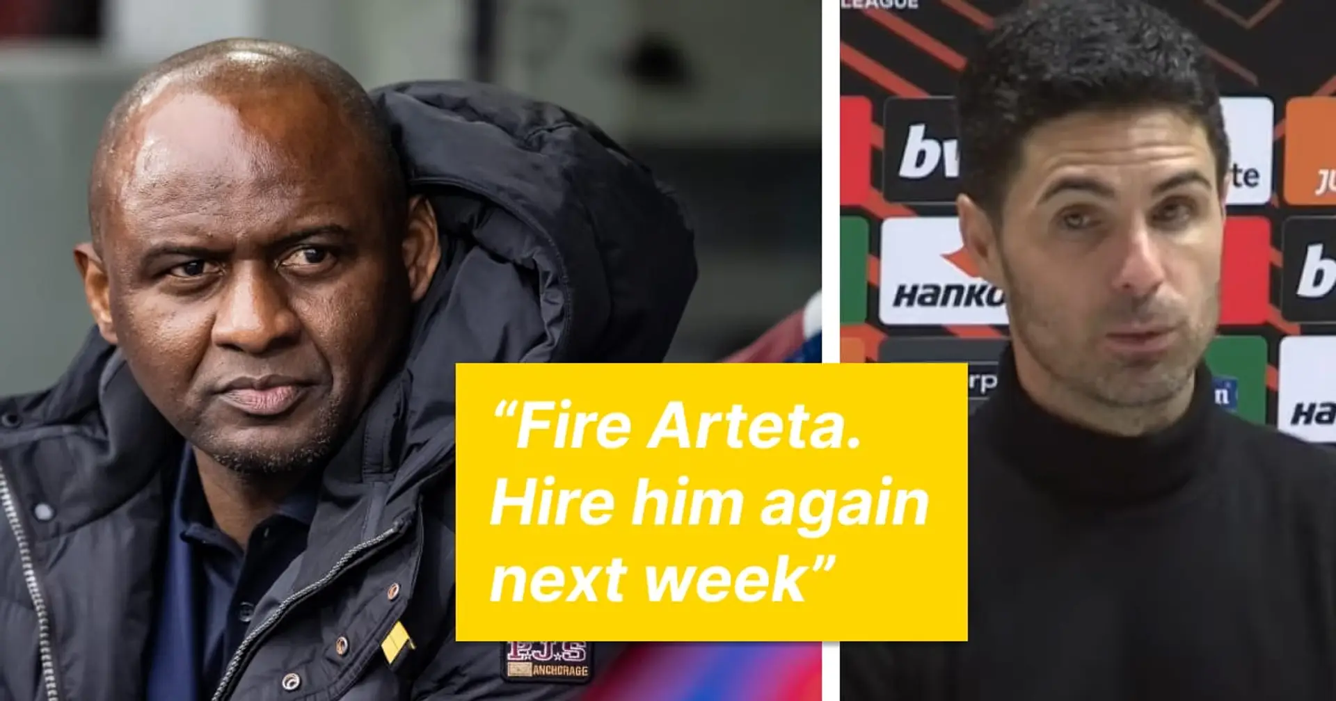'Bounce innit': Arsenal fans worried as Palace sack Vieira 