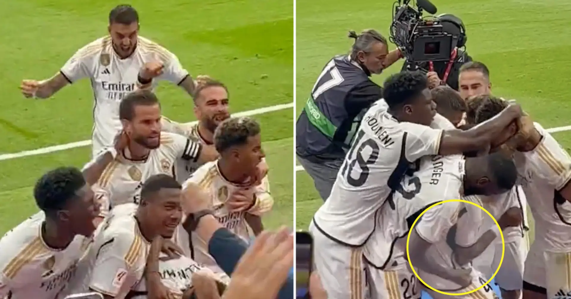 Rudiger golpea a Alaba, Alaba abofetea a Brahim: celebración SALVAJE del Real Madrid vs Getafe captada por la cámara
