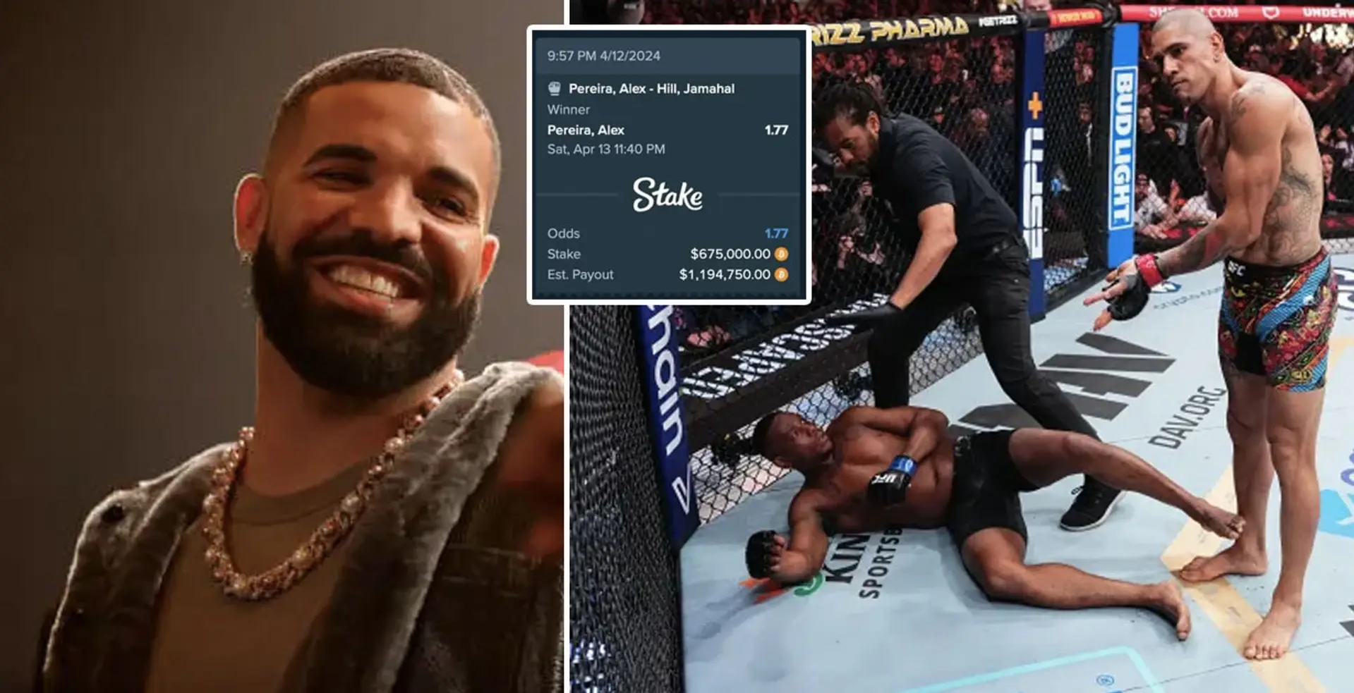Drake pockets eye-watering $1.2m from UFC 300 bet