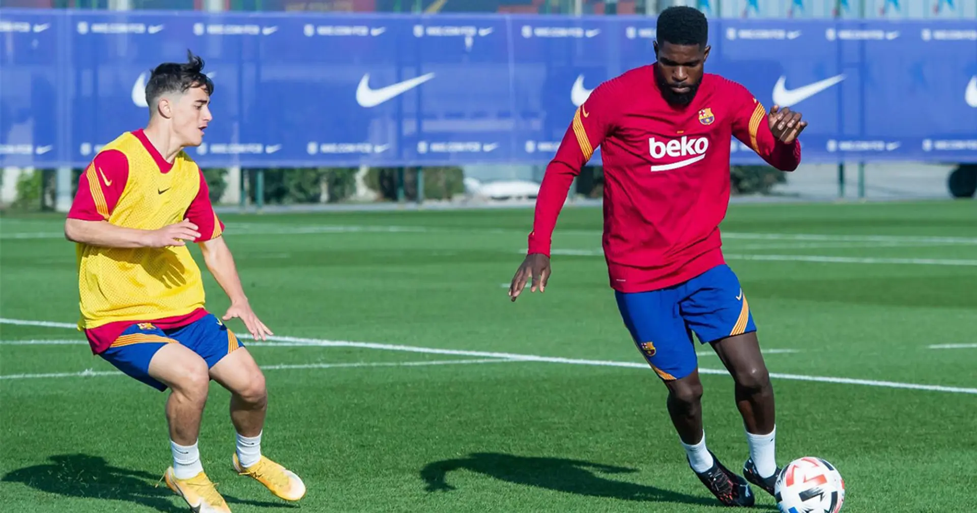 Back to school: Umtiti seen training with Barcelona B and U19 team