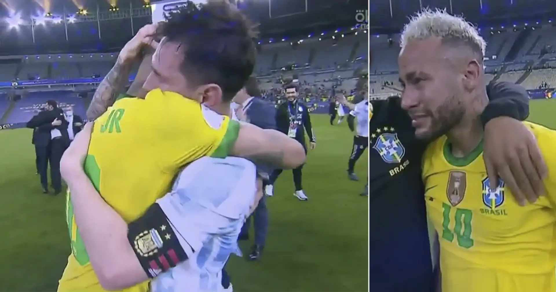 Neymar piange disperato dopo la sconfitta in Copa America, Messi lo va a consolare