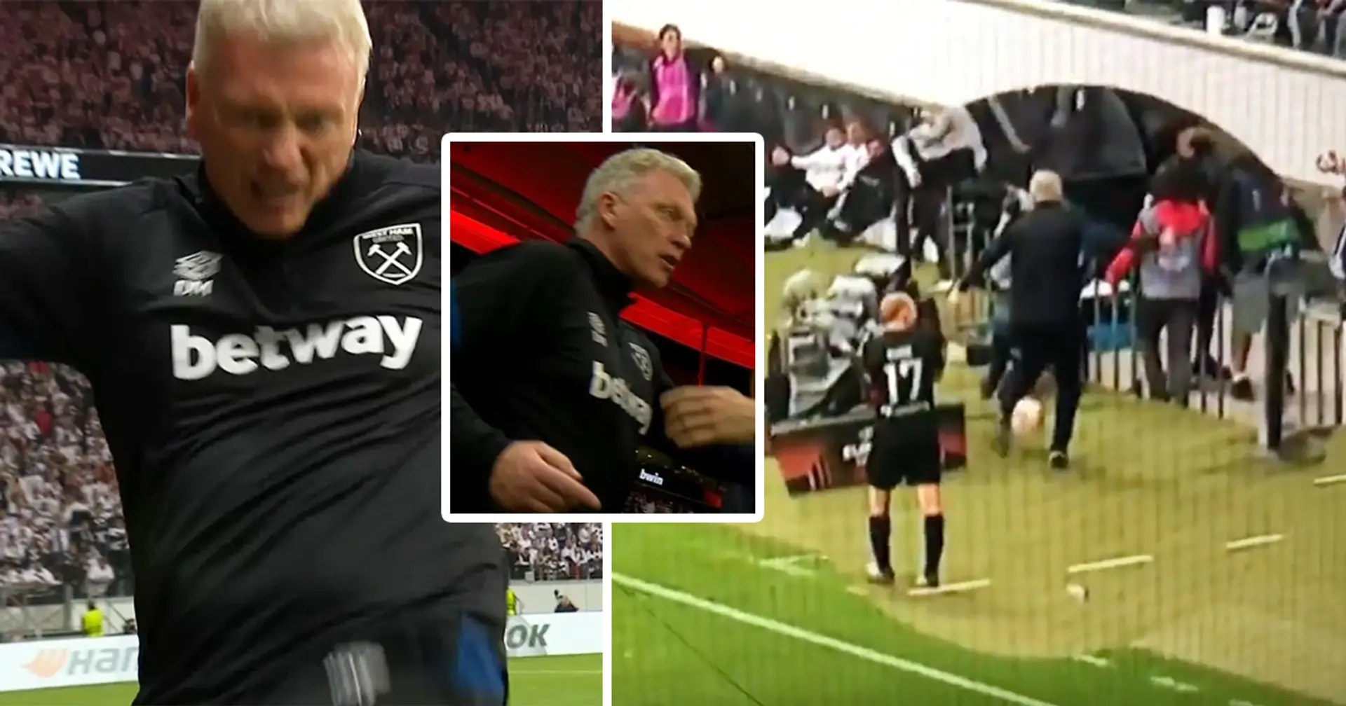 David Moyes sent off after kicking ball at ball boy during West Ham's Europa League exit