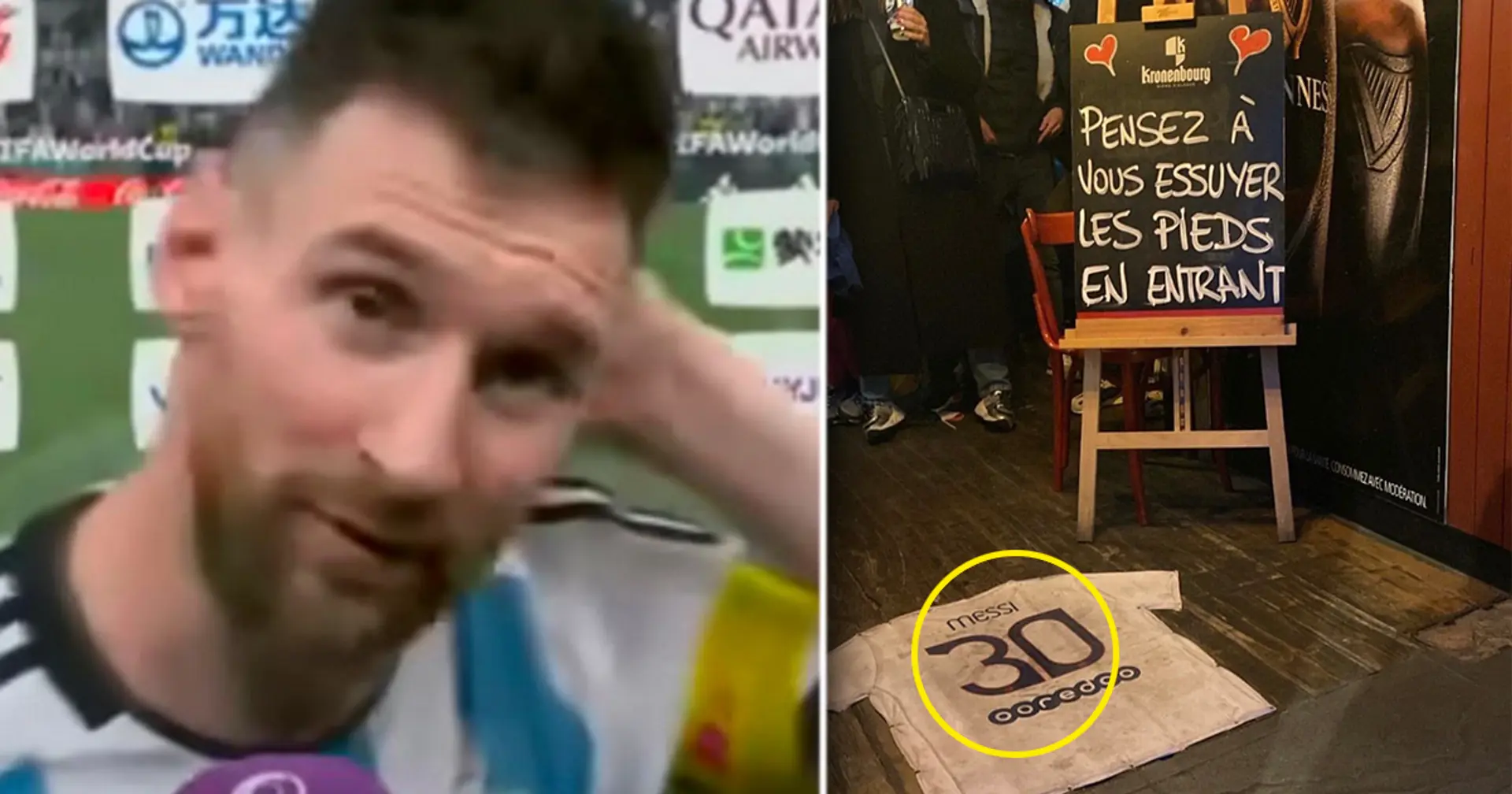 "Vergesst nicht, sich beim Betreten die Füße abzuwischen": Französische Bar verwendet Messi-Trikot als Fußmatte nach dem WM-Finale 