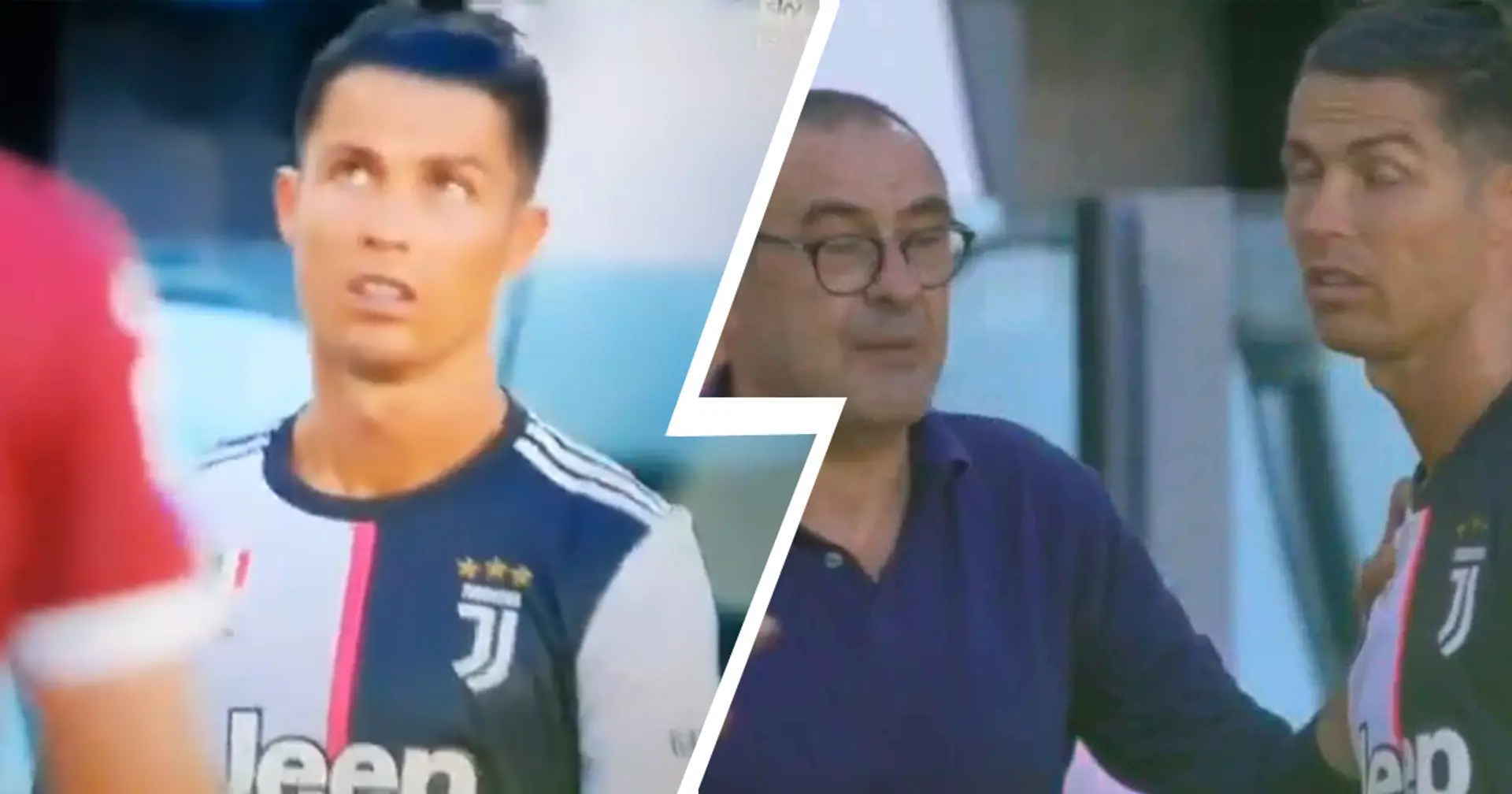 Trouble in paradise? Cristiano Ronaldo rolls eyes at Maurizio Sarri's suggestions during Turin derby