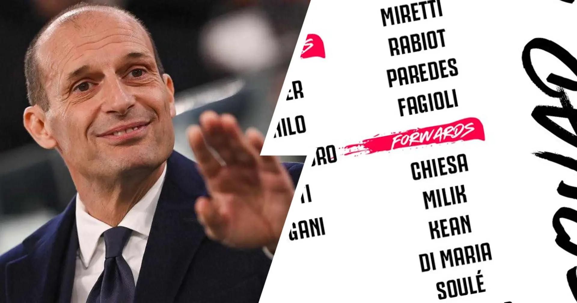 FLASH| I convocati di Allegri per Juventus-Atalanta: tornano Rabiot e Cuadrado, la scelta su Vlahovic e Pogba