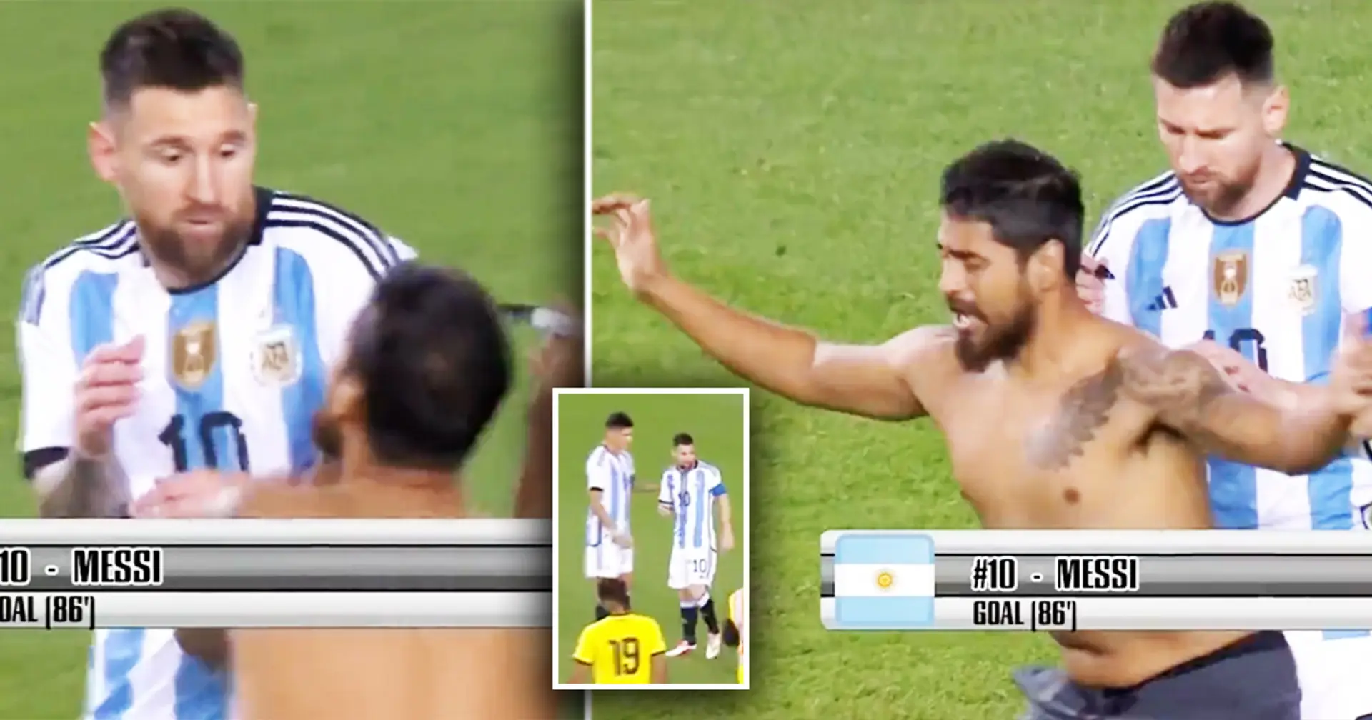 Messi tries to sign pitch invader's back, what happens next