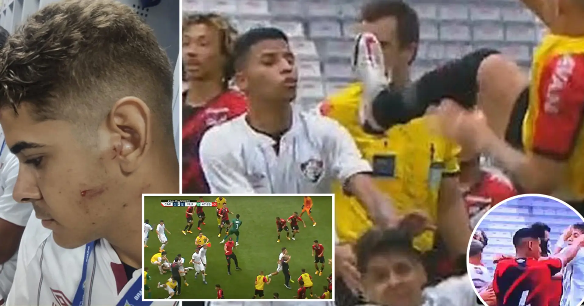 Un joueur brésilien lance un coup de pied brutal de kung-fu au visage de son adversaire lors de la finale