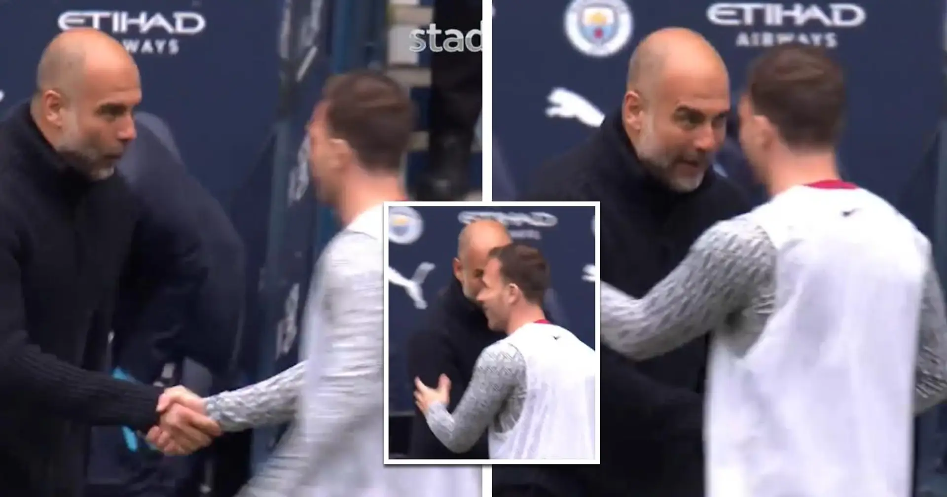 Spotted: Arthur shakes Guardiola's hand after City equalise
