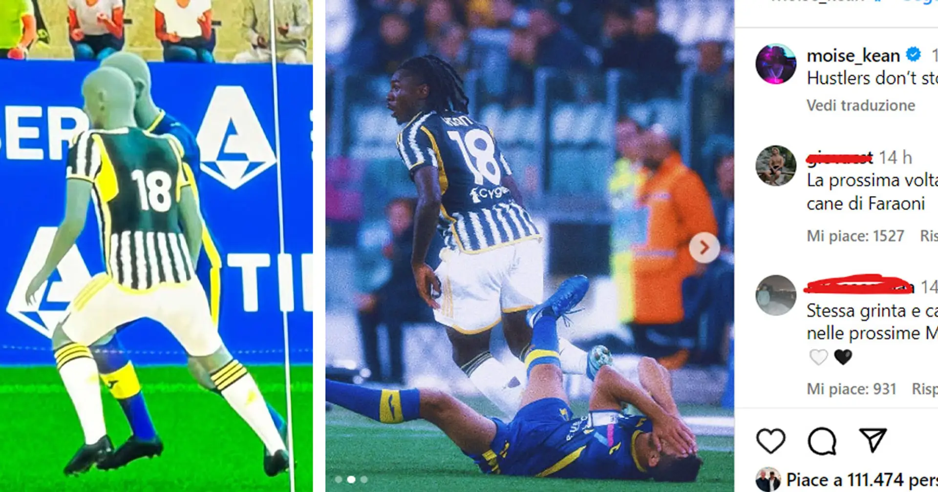 Kean non nasconde la rabbia per i 2 gol annullati in Juventus-Verona: il messaggio sui social è emblematico