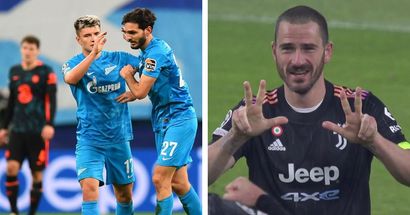 La reazione dei giocatori della Juventus alla notizia del definitivo 3-3 tra Zenit e Chelsea immortalata dalle telecamere