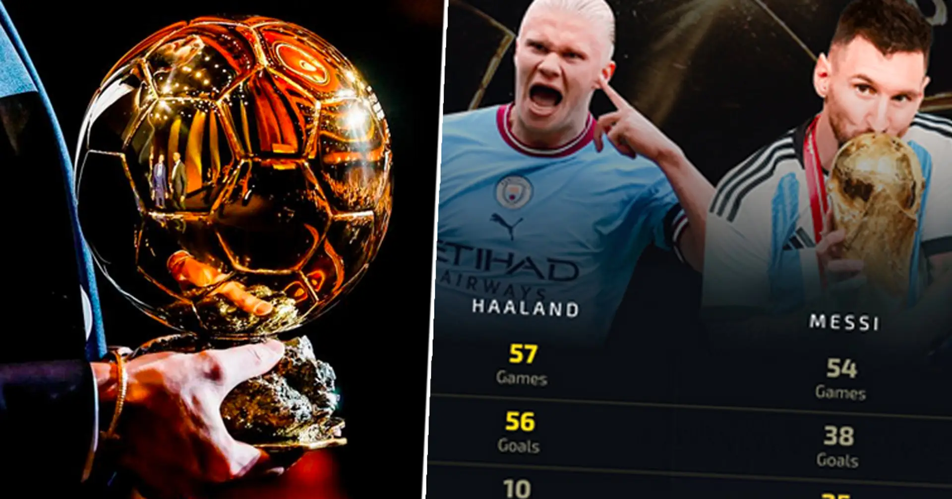 Messi, Haaland y otro favorito al Balón de Oro comparados en una foto