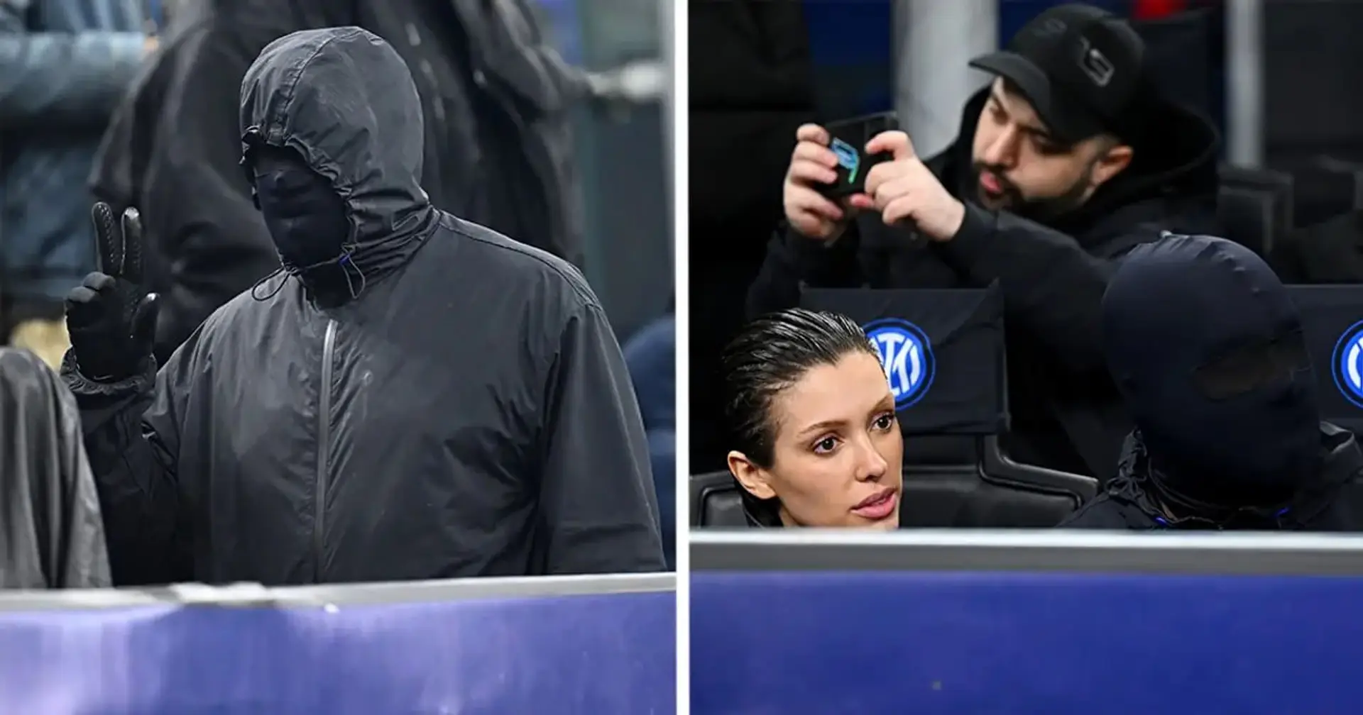 Kanye West unterstützte Inter beim Champions-League-Spiel gegen Atlético Madrid und sorgte mit seinem extravaganten Outfit für Aufsehen