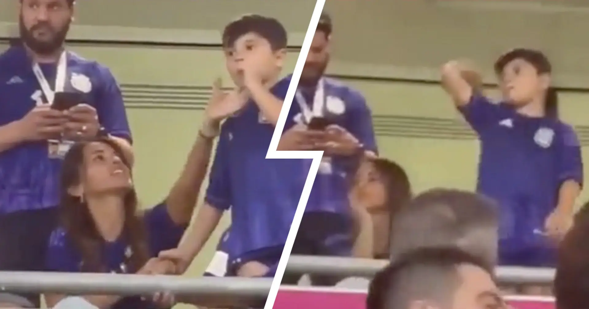 Mateo Messi throws chewing gum into fan crowd, Antonella's reaction spotted
