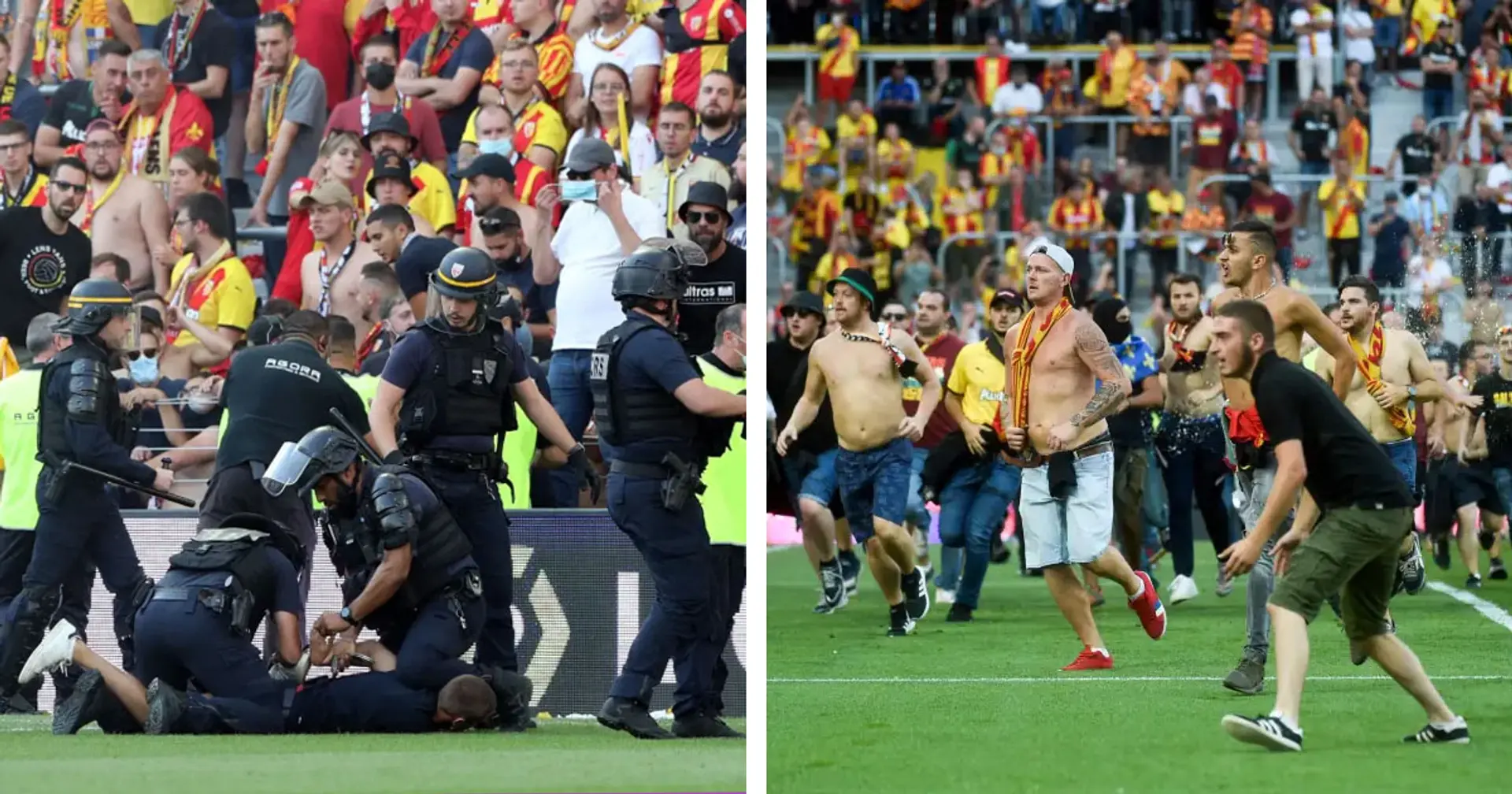 Lens vs Lille game stopped after fan invade pitch, riot police called to calm situation