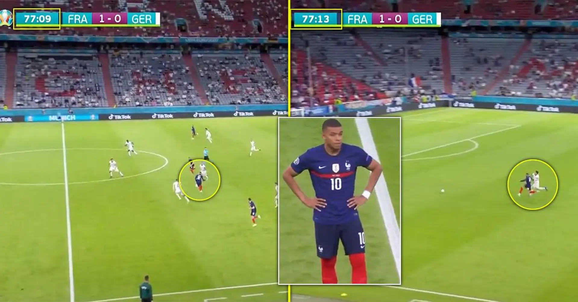 I tifosi notano un momento incredibile durante Francia-Germania che evidenzia l'incredibile talento di Mbappe