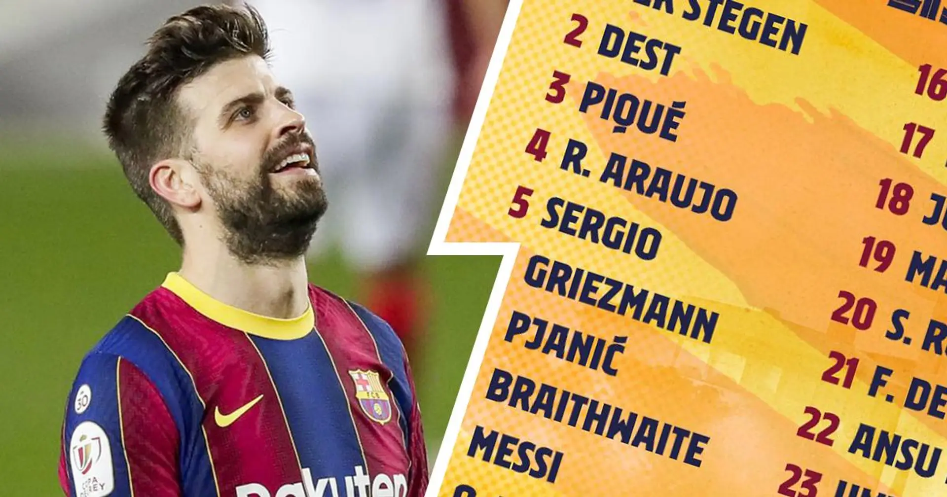 Pique présent: Le Barça dévoile son groupe de 26 joueurs pour la finale de la Coupe du Roi