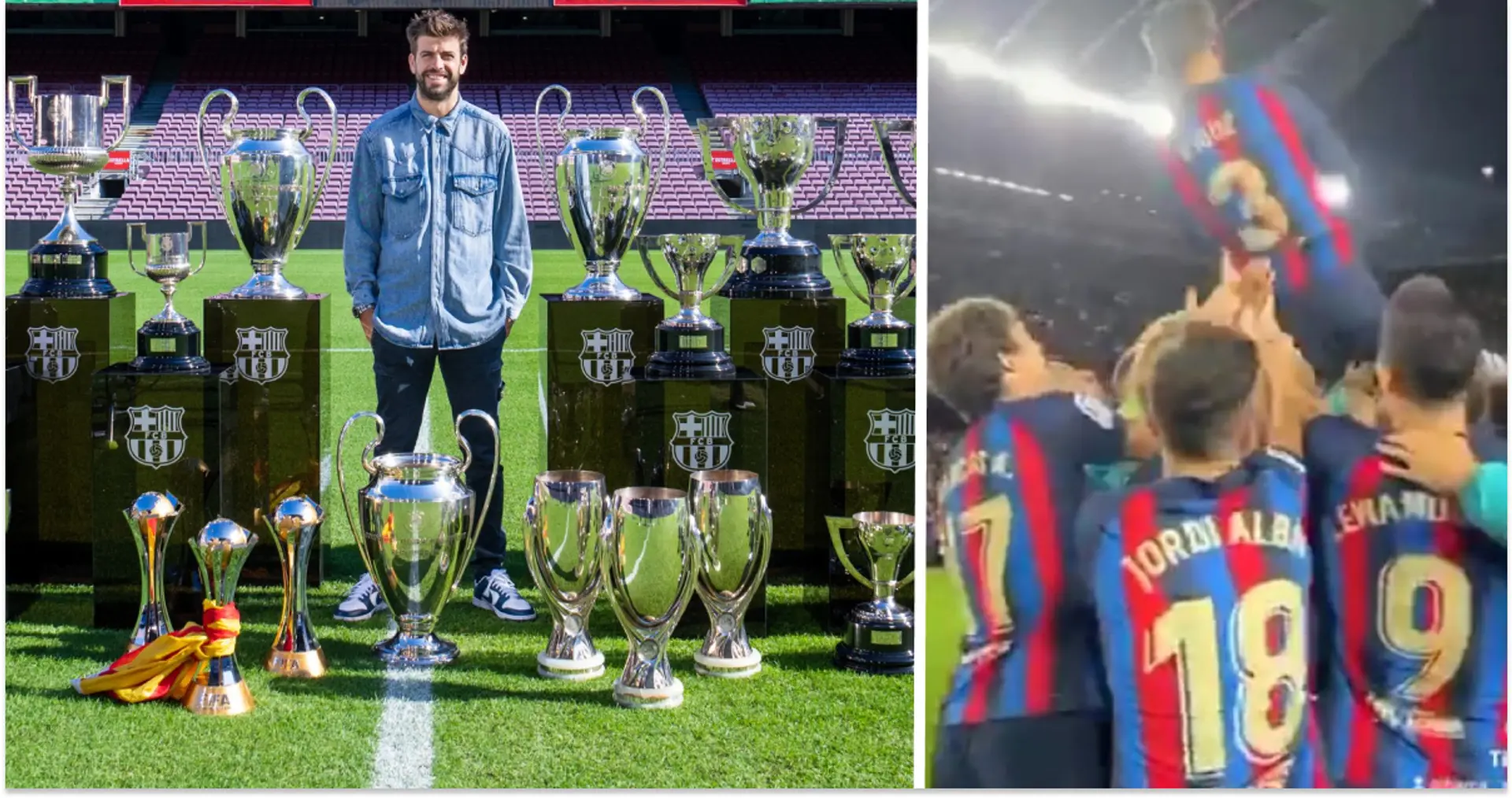 Photo du jour : Pique pose avec tous ses trophées remportés au Barça