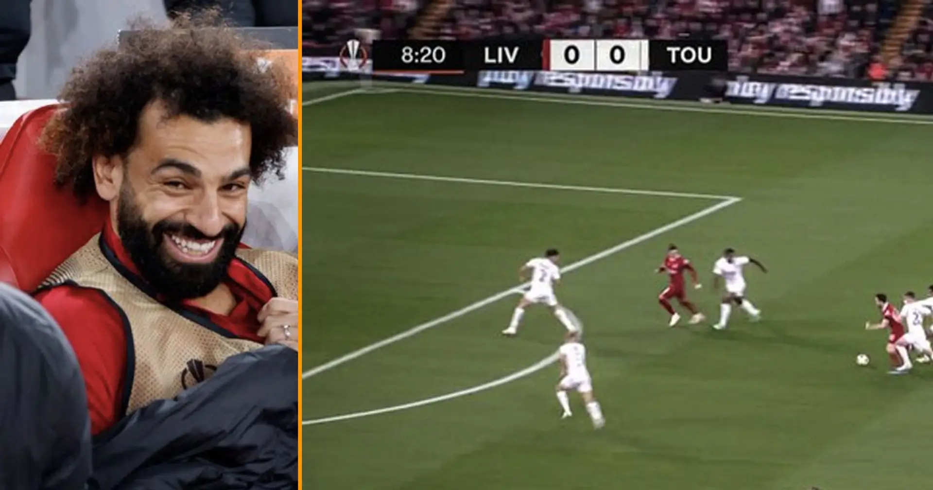 Caught on camera: Salah's reaction to Jota beating 5 Toulouse defenders for opener
