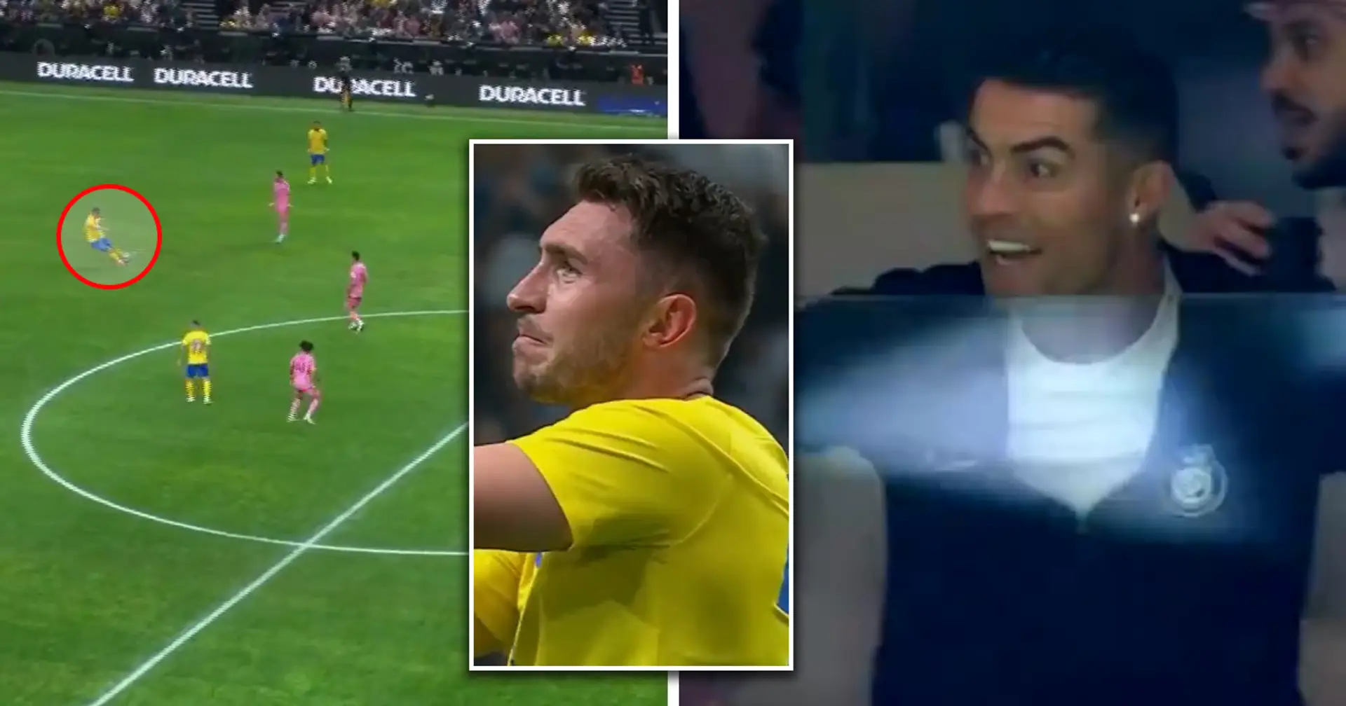 Laporte segna da centrocampo in Al-Nassr vs Inter Miami: le reazioni di Messi e Ronaldo