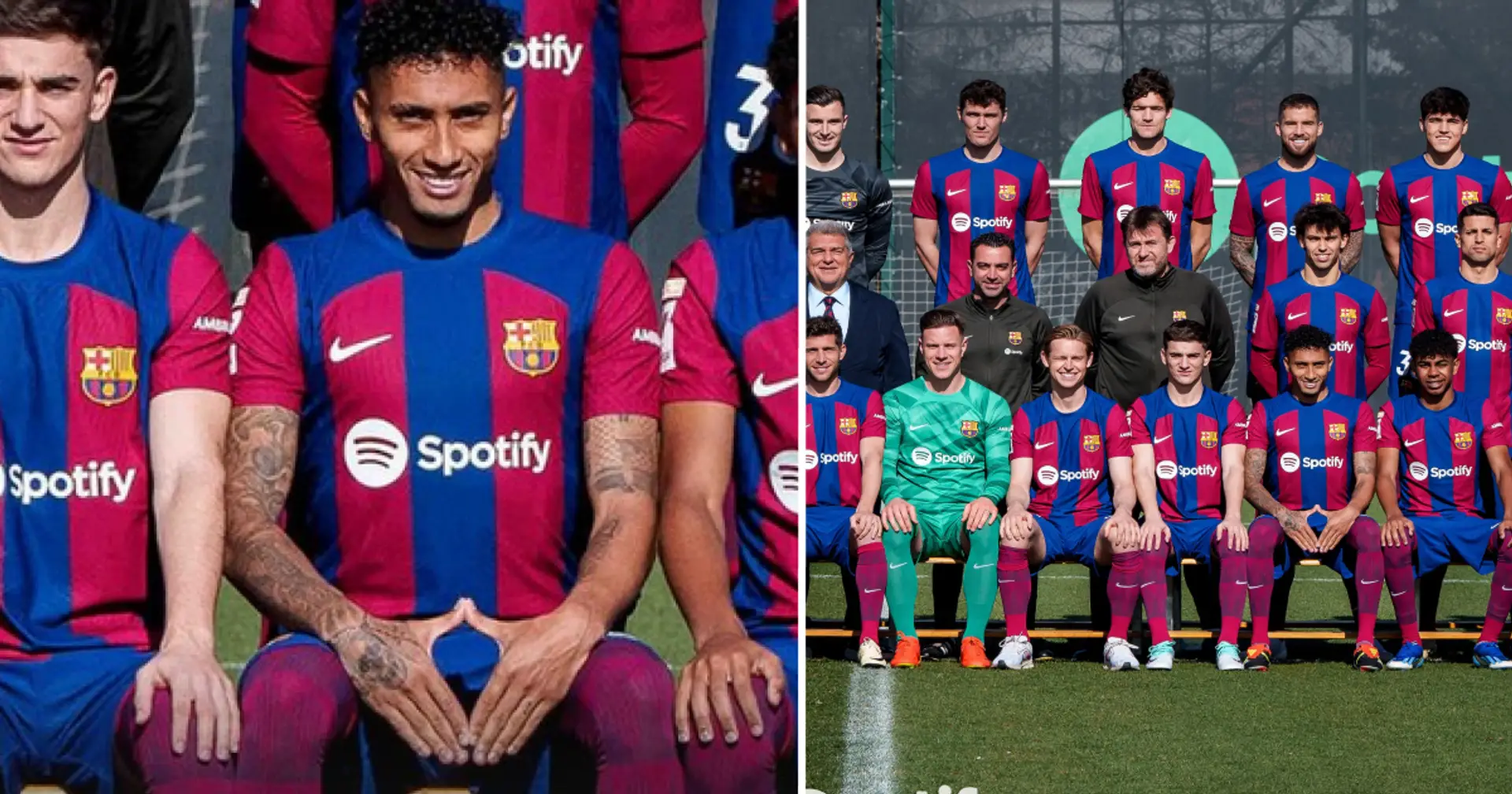 Raphinha poses like one Barca legend in latest squad photo