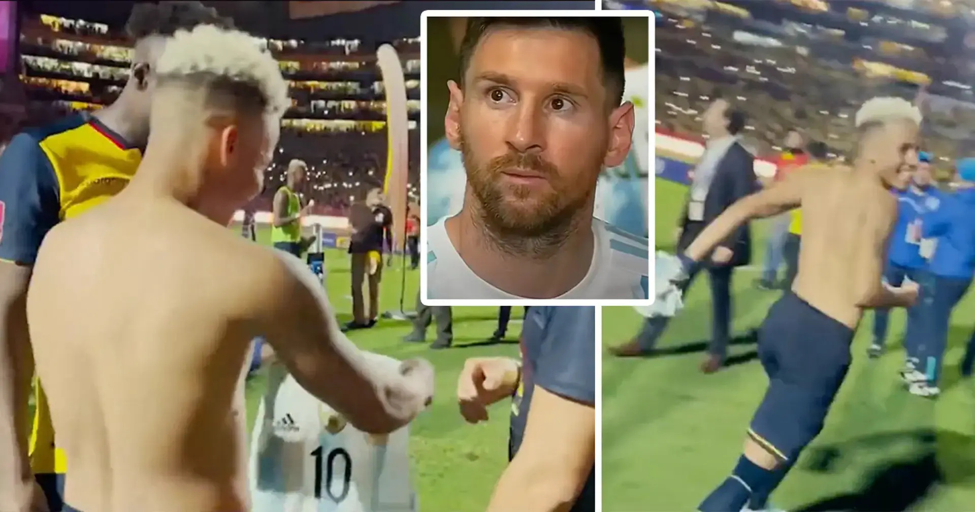El jugador ecuatoriano Byron Castillo no podía creer que recibió la camiseta de Lionel Messi en el partido de anoche contra Argentina